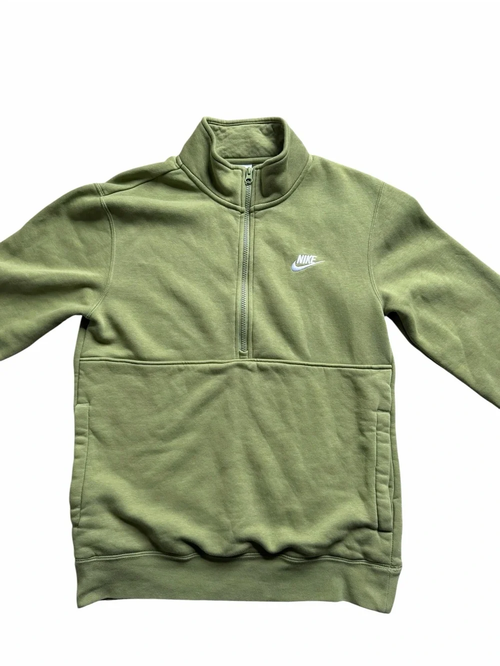Nike Sportswear Club Fleece 1/4 Zip Pullover Sweatshirt Womens Small Green